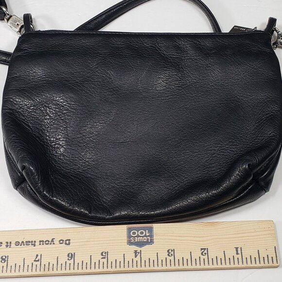 Perlina Soft Black Premium Genuine Leather Small Crossbody Bag Vintage - Picture 8 of 9